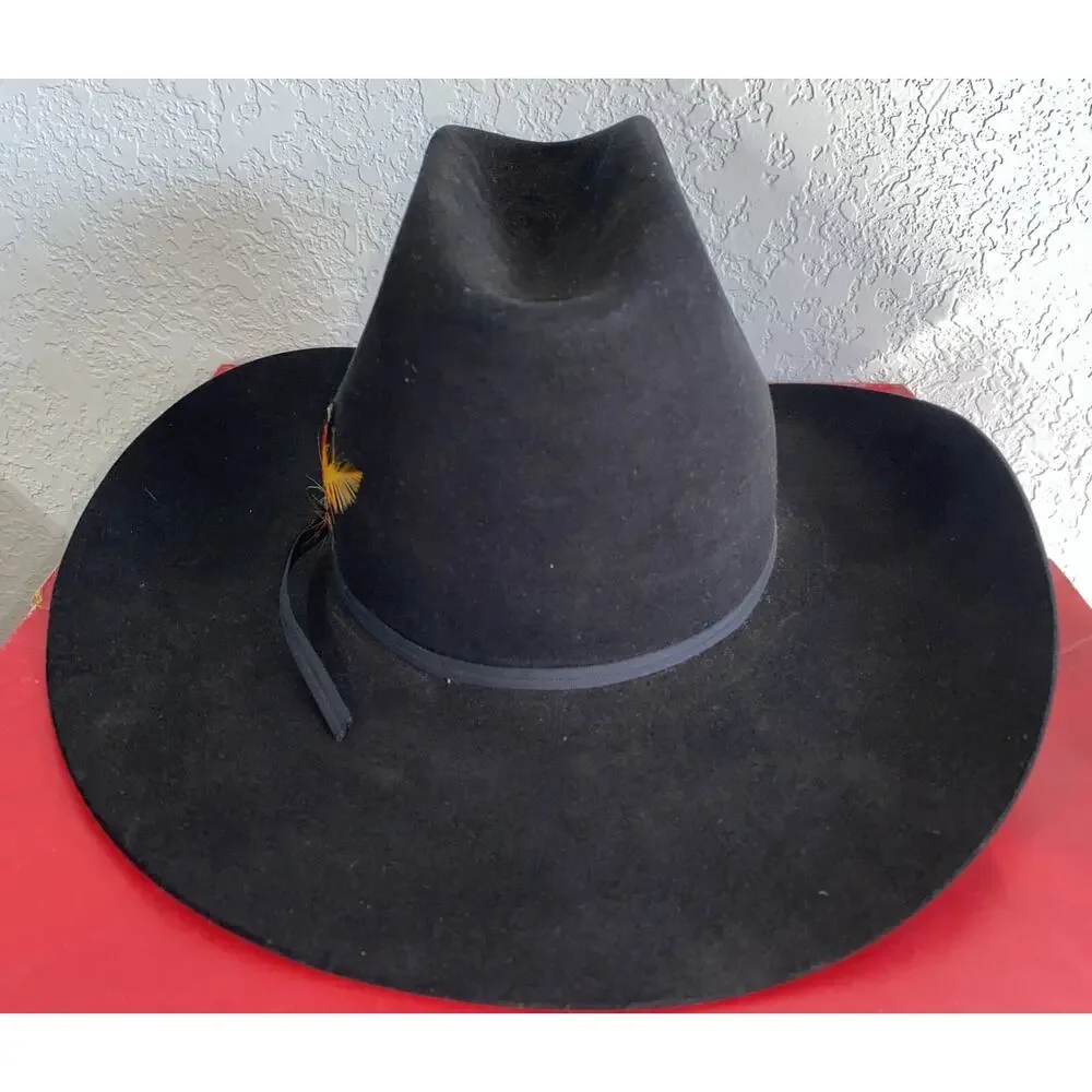Vintage‎ John B Stetson 4X Beaver 6-7/8 XXXX Cowboy Hat Felt USA In Original Box